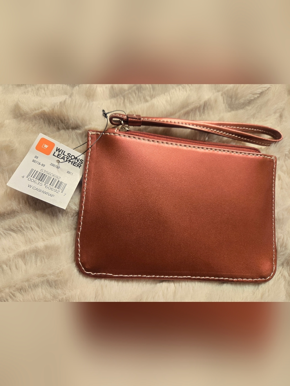 Wilsons Leather Cashwrap Wrislet Wallet In Metallic Copper - NWT